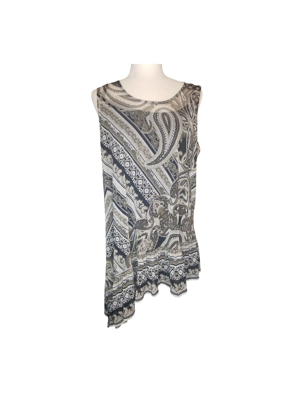 INC International Concepts Black and White Paisley Tunic